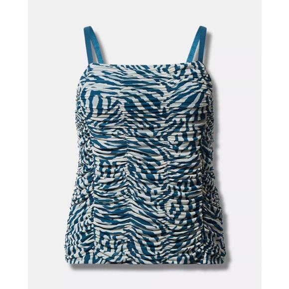 Torrid Women's Plus Zebra White Stretch Mesh Shirred Cami Size 2 2X New - Picture 1 of 7